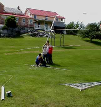 Setup began with assembly of a small Tet triband Yagi on a pushup mast
