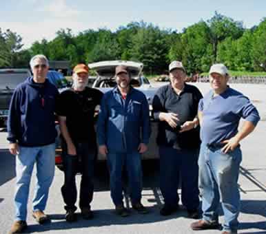 The September 2006 team, after a successful weekend:  Henry/KT1J, Paul/K1PJM, Bob/WE1P, Randy/KA1LEX, and Phillip/AK1H.